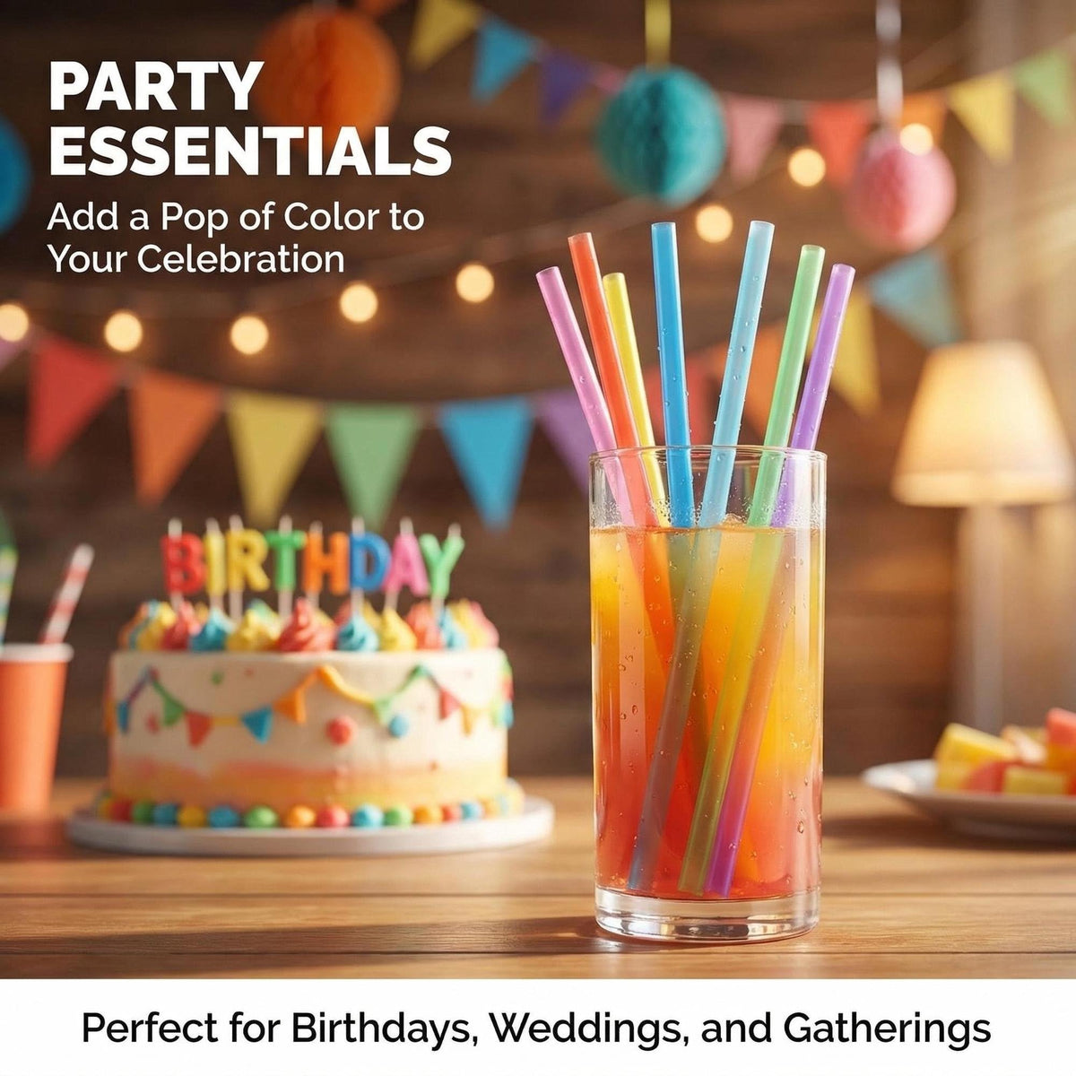 MAQIHAN 100PCS Colorful Plastic Straws Disposable for Party Drinks