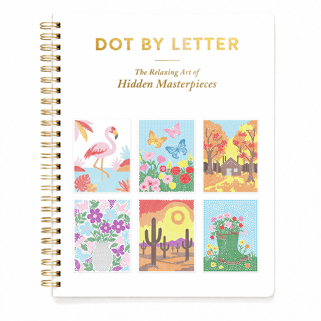 Dot by Letter Adults Coloring Book, Dot Art for Adults, 40 Unique Animal, Floral & Landscape Patterns Crafts Kits(Not Including Marker)