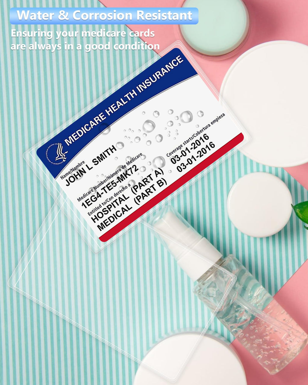 6 Pack New Medicare Card Holder Protector Sleeves，12Mil Clear PVC Waterproof Medical/Credit Card, Business/Social Security Card Protector
