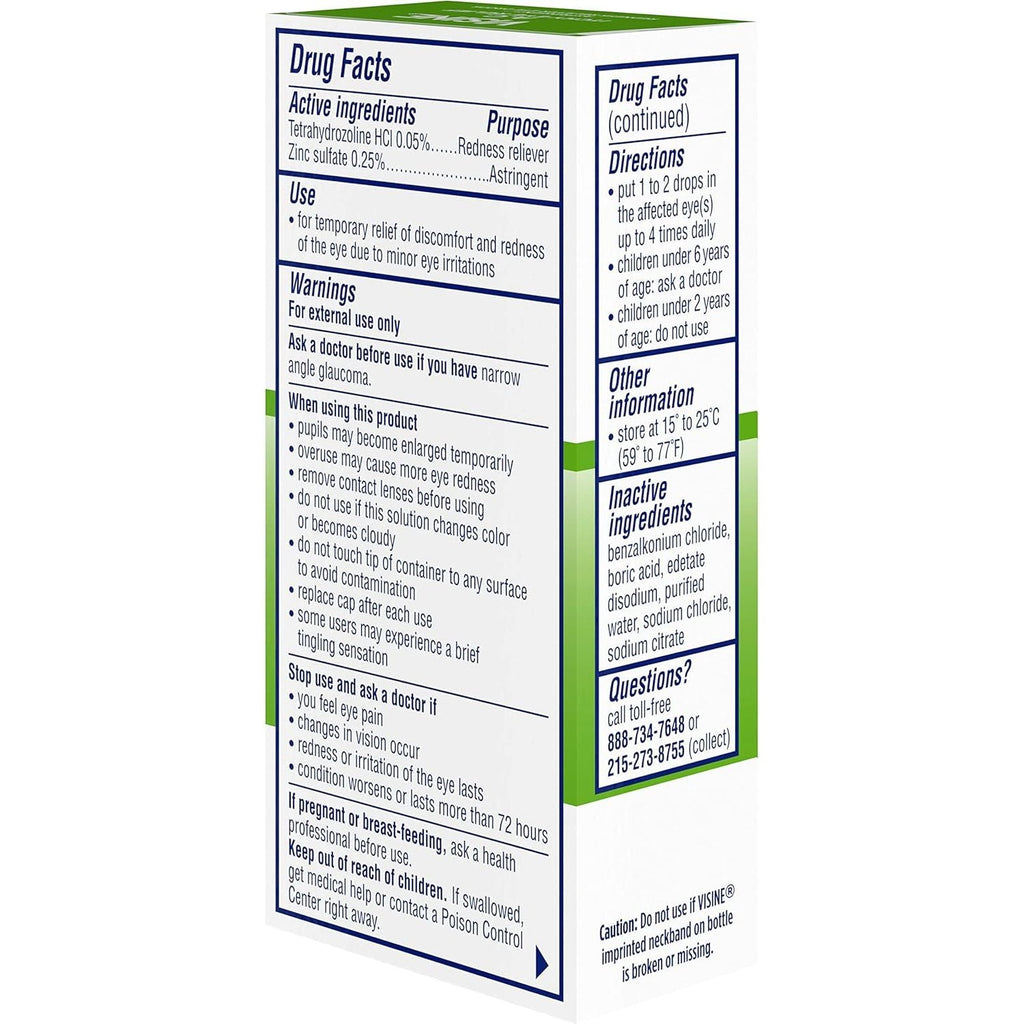 Buy now Visine A.C. Itchy Eye Relief Eye Drops with Zinc Sulfate & Tetrahydrozoline HCl, Eye Drop Treatment with Redness Reliever & Astringent for Itchy, Red, Watery & Irritated Eyes, 0.5 fl. oz at indiglob india