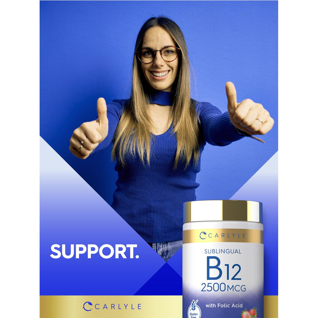 Carlyle Vitamin B12 Sublingual 2500 mcg | 250 Fast Dissolve Tablets