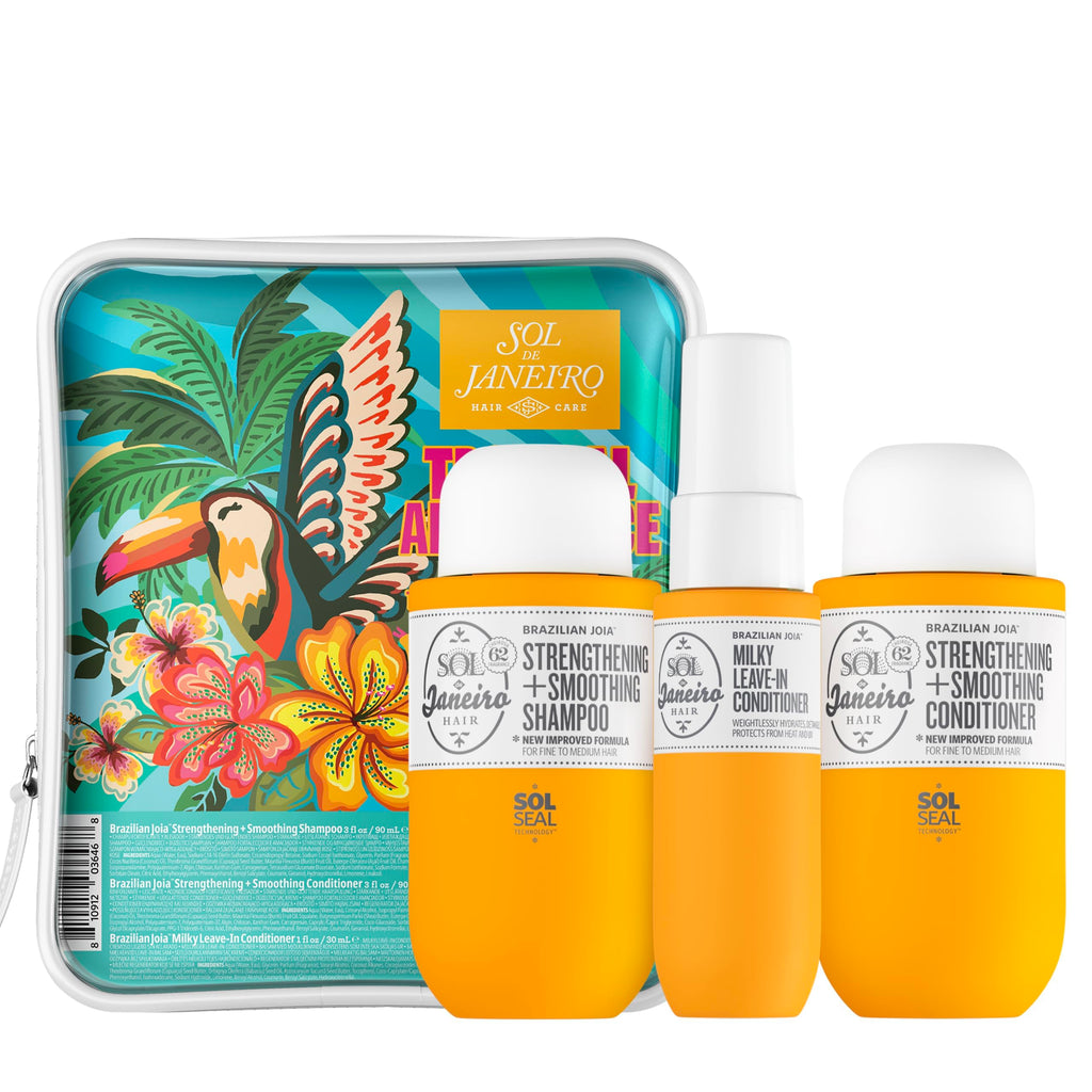Buy now Sol de Janeiro Tropical Abundance Hair Repair Trio Travel Set | Jet Set | Sulfate Free Brazilian Joia Shampoo and Conditioner | Leave In Conditioner Spray | TSA Friendly | Amazon Exclusive at indiglob india