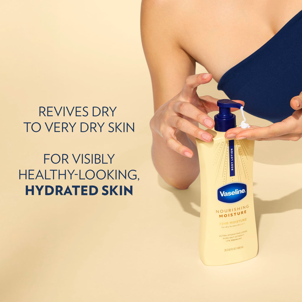 Vaseline Nourishing Moisture Body Lotion Dry Skin + Oat Extract 20.3oz 3ct