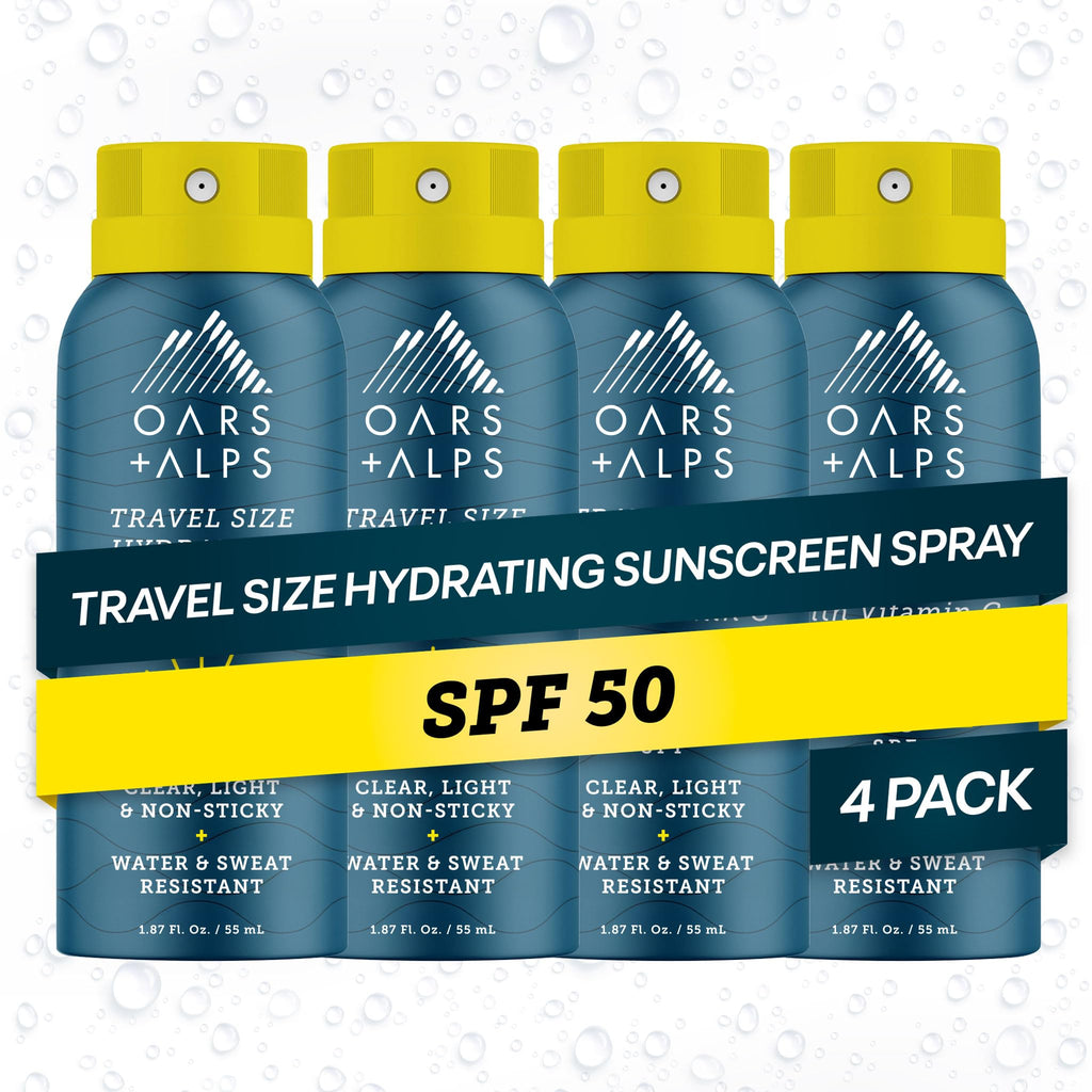 Oars + Alps SPF 50 Face & Body Broad Spectrum Sunscreen Spray | Fast-Absorbing, Lightweight, Non-Greasy, Hawaii Reef Act 104 Compliant, Water-Resistant, Octinoxate + Oxybenzone Free