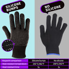 Teenitor Heat Resistant Glove With Silicone Bumps For Hair Iron Tool, Professional Heat Gloves For Heat Press, Heat Protectant Gloves For Hair Styling, Black