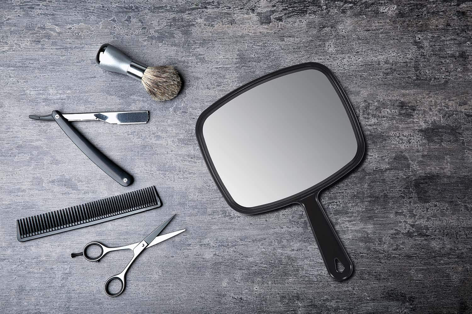 Buy now PROTECLE Hand Mirror, 10.3" L x 7.4" W Salon Barber Hairdressing Handheld Mirror with Handle, Square Black at indiglob india