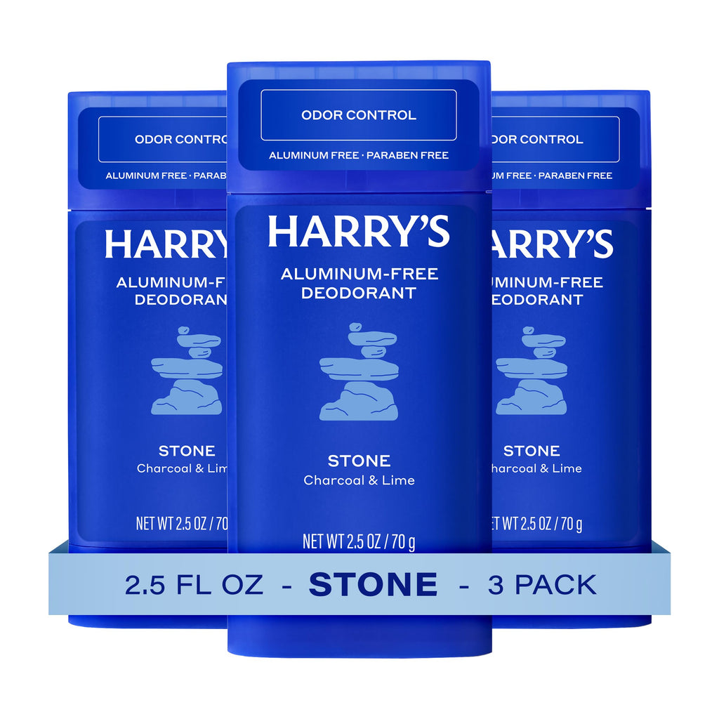 Harry's Aluminum-Free Deodorant for Men - Stone - (3 Pack) 2.5 oz - 48-Hour Odor Control - PACKAGING MAY VARY