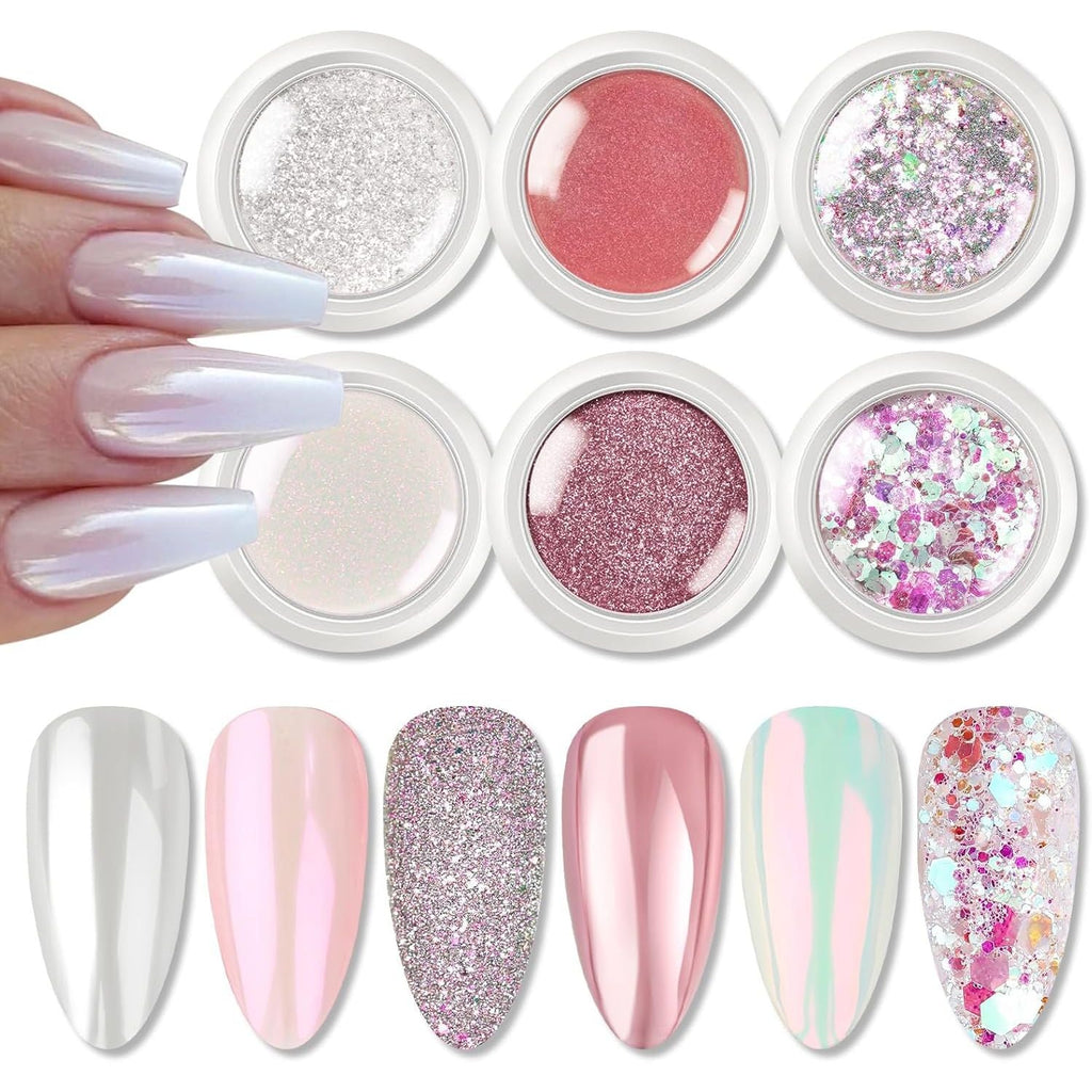 Buy now BORN PRETTY Chrome Powder Metallic Mirror Chameleon Nail Powder Auroras Mermaid Nail Powder Pigment for Nail Art Gel Polish Manicure Nail Art Decorations 9 Jars 6 Boxes Pink Nail Powder at indiglob india