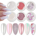 Buy now BORN PRETTY Chrome Powder Metallic Mirror Chameleon Nail Powder Auroras Mermaid Nail Powder Pigment for Nail Art Gel Polish Manicure Nail Art Decorations 9 Jars 6 Boxes Pink Nail Powder at indiglob india