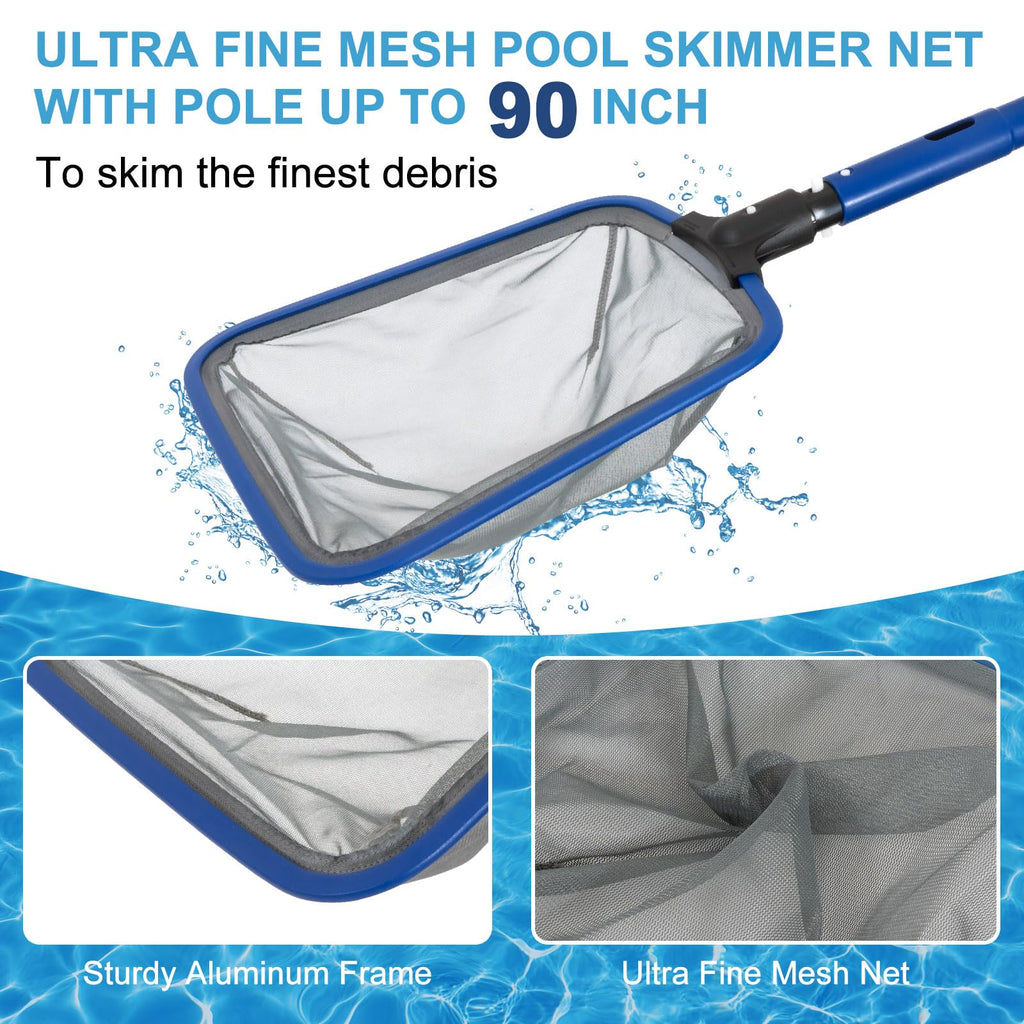 POOLAZA 3-in-1 Pool Cleaning Kit with Pool Net, Pool Brush & 73" Pool Pole