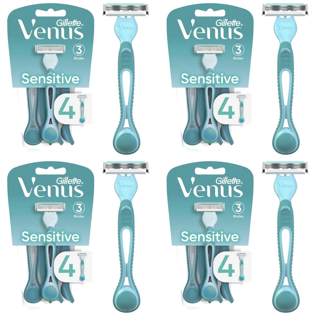 Gillette Venus Simply 3 Sensitive Women's Disposable Razors, Pack of 1 with 4 razors