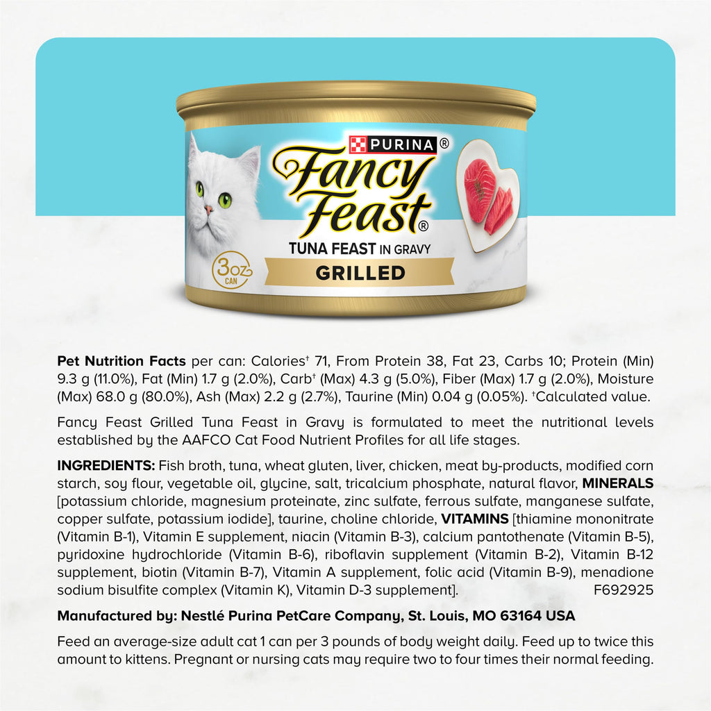 Purina Fancy Feast Grilled Tuna Feast Wet Cat Food in Gravy (24) 3oz Cans