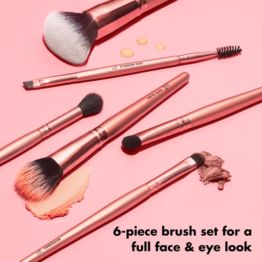 Buy now e.l.f. Flawless Face Kit, 6-Piece Brush Collection, Brushes For Face, Eyes & Brows, Vegan & Cruelty-Free at indiglob india