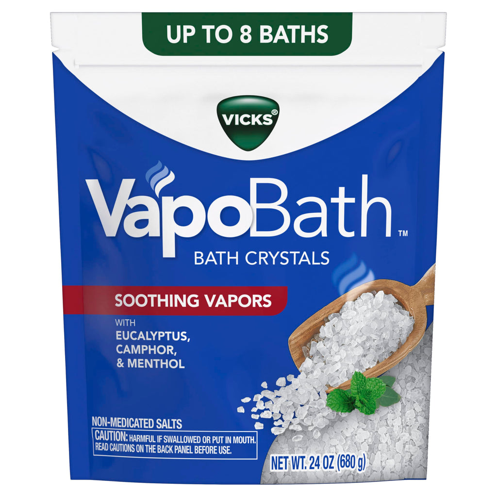 Buy now Vicks VapoBath, Bath Crystals, Soothing Non-Medicated Vicks Vapors, Refreshing Aromatherapy with Eucalyptus, Menthol, and Essential Oils, Bath Salts, 24oz at indiglob india