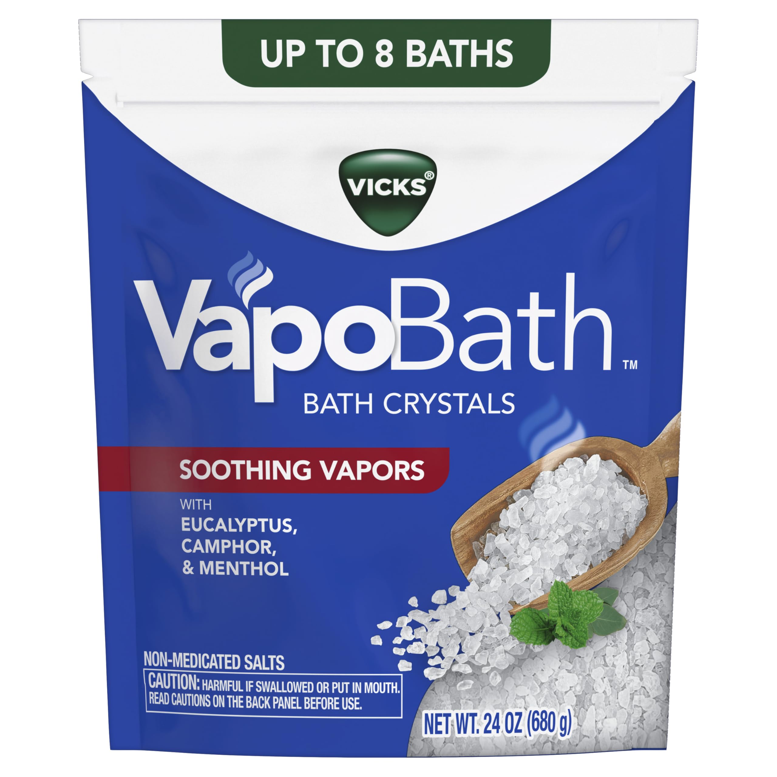 Buy now Vicks VapoBath, Bath Crystals, Soothing Non-Medicated Vicks Vapors, Refreshing Aromatherapy with Eucalyptus, Menthol, and Essential Oils, Bath Salts, 24oz at indiglob india