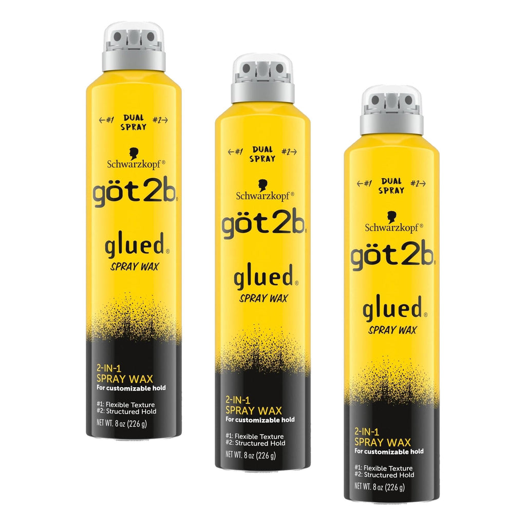 got2b Glued Customizable Hold Spray Wax, 2-in-1 Dual Nozzle, 8 oz | Versatile styling for flexible texture or structured hold, Lightweight formula, Washes out easily, Non-sticky feel