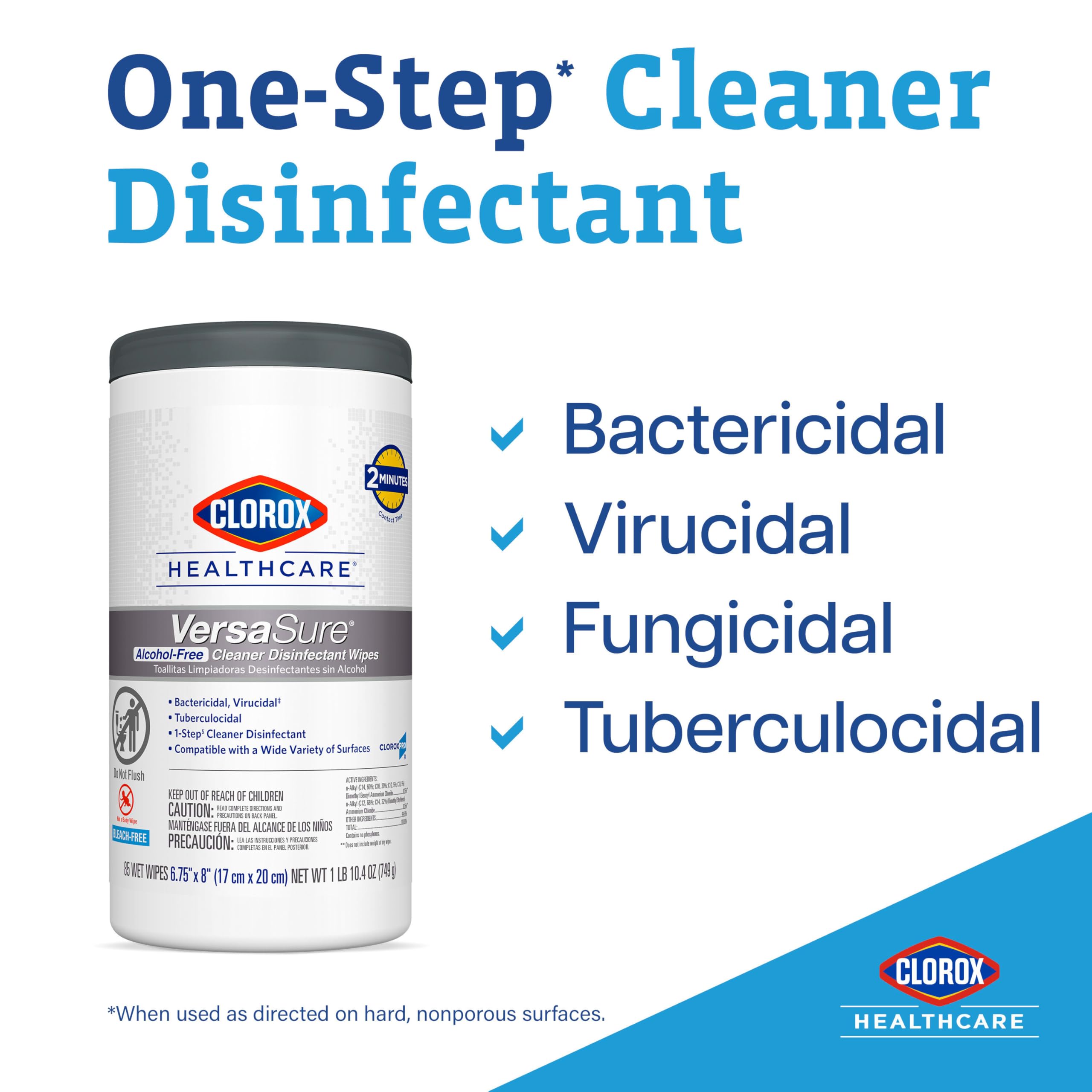 Buy now CLOROX Healthcare VersaSure Cleaner Disinfectant Wipes, 6" x 5", 150 Count Canister (Package May Vary) at indiglob india