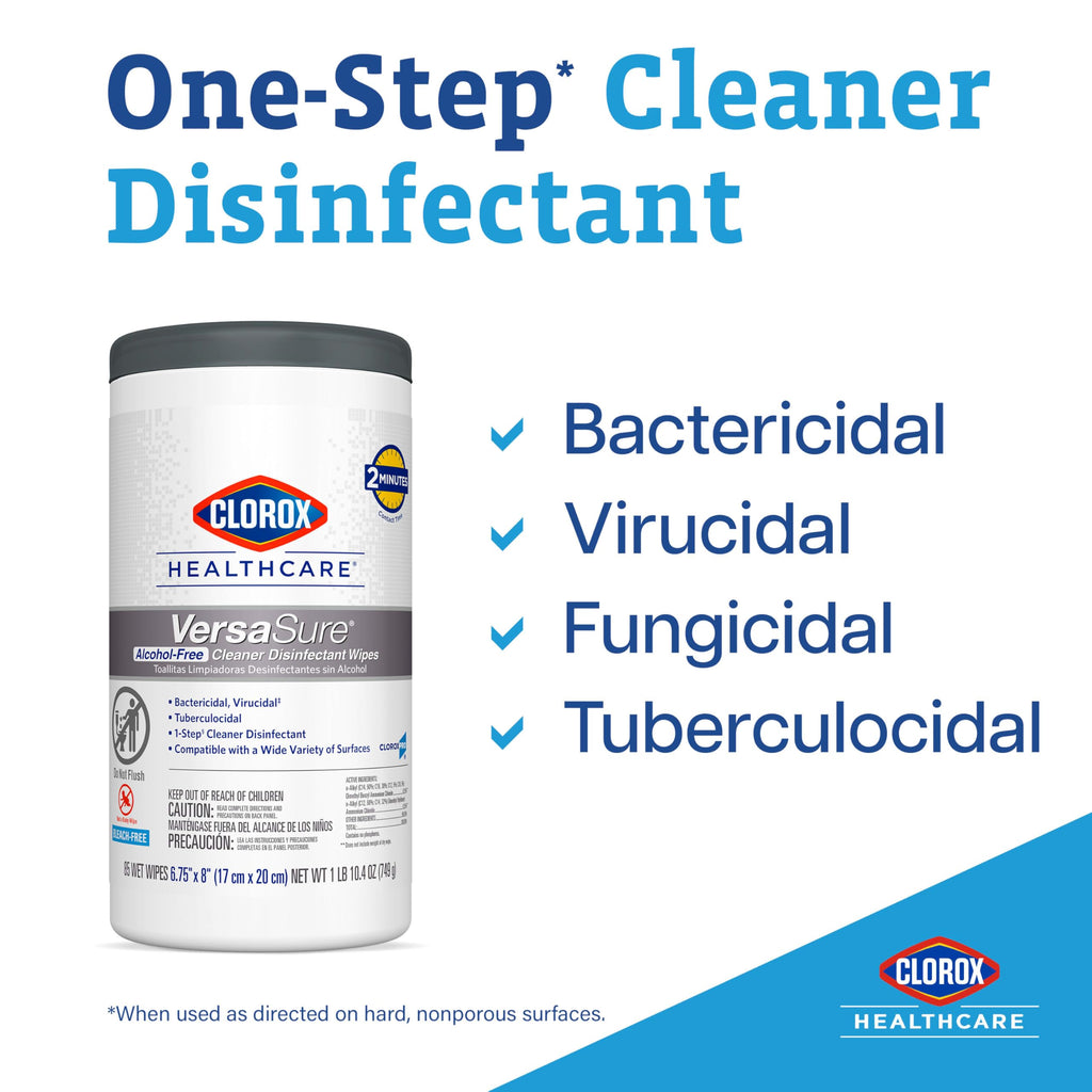 Buy now Clorox Healthcare VersaSure Cleaner Disinfectant Wipes, 6.75" x 8", 85 Count Canister (Package May Vary) at indiglob india