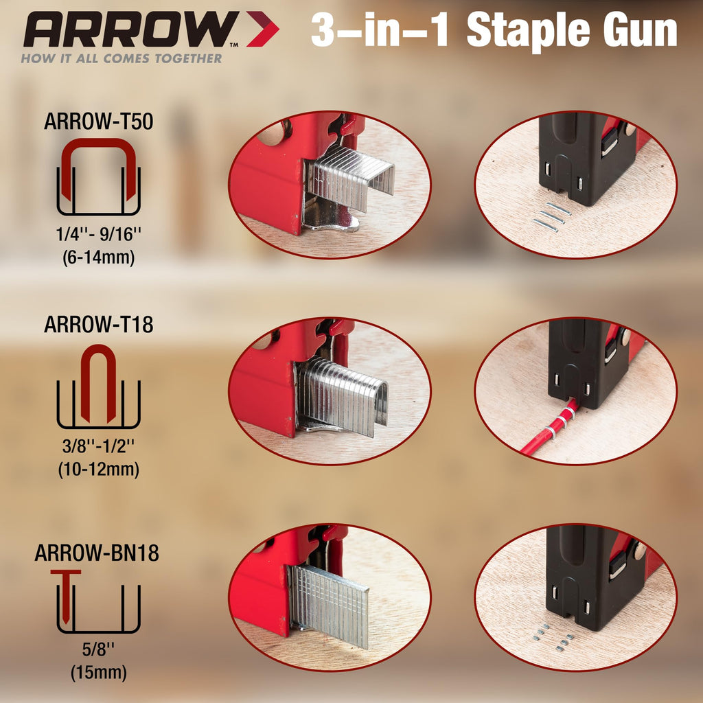 Arrow Heavy Duty 3-in-1 Upholstery Staple Gun with 3000 Staples