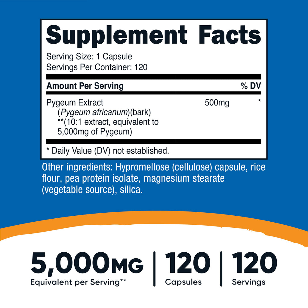 Nutricost Pygeum Extract 120 Capsules for 120 Servings Per Bottle | Vegan, GMO Free and Gluten Free