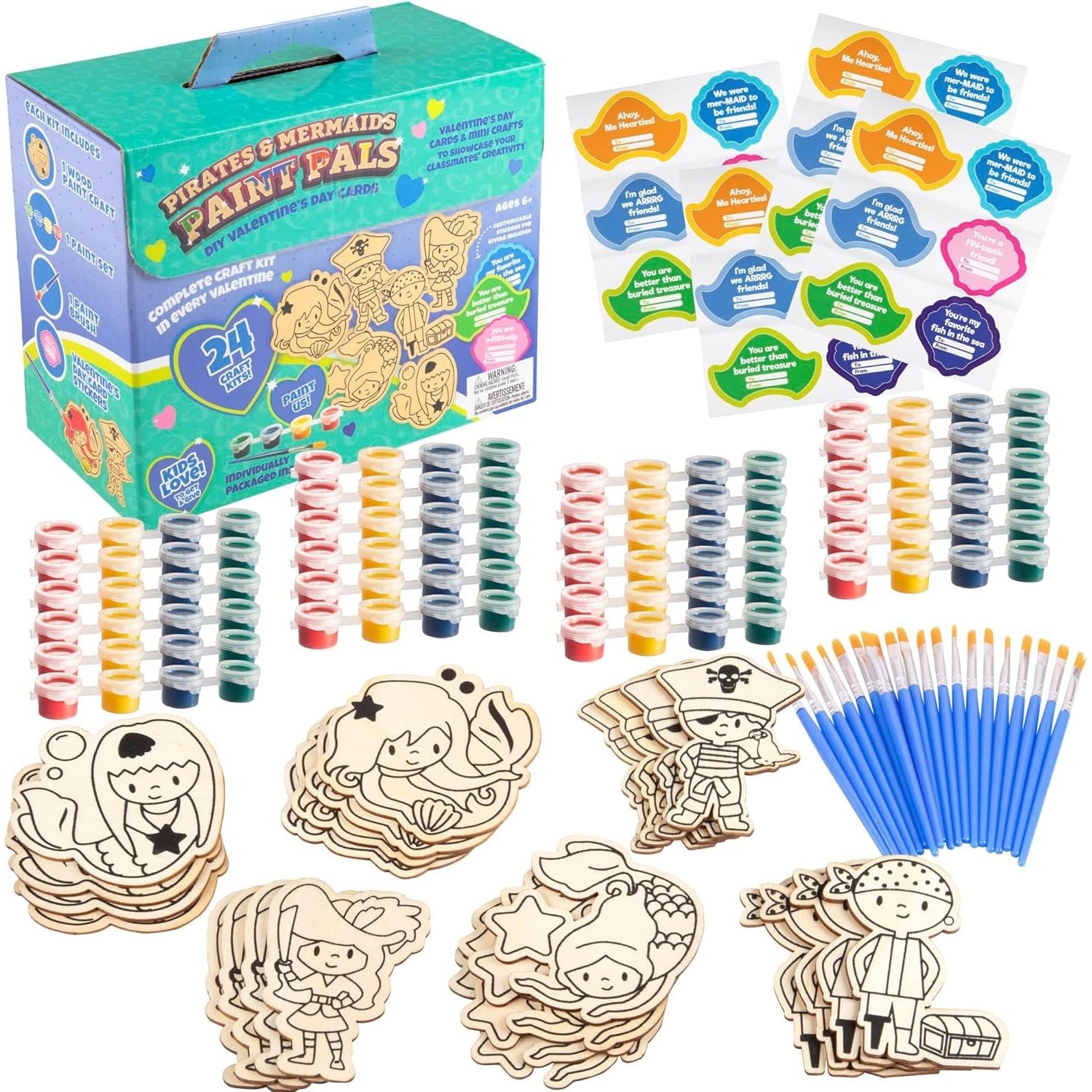 Buy now Unicorn & Dragon Wood Painting Kits (24ct)- Perfect Goodie Bag Party Favors for Kids Birthday Party -Each has a Wood Craft, Paints, Brush & Sticker for Boys & Girls - Kids Multi-Item Party Favor Packs Mermaids and Pirates at indiglob india