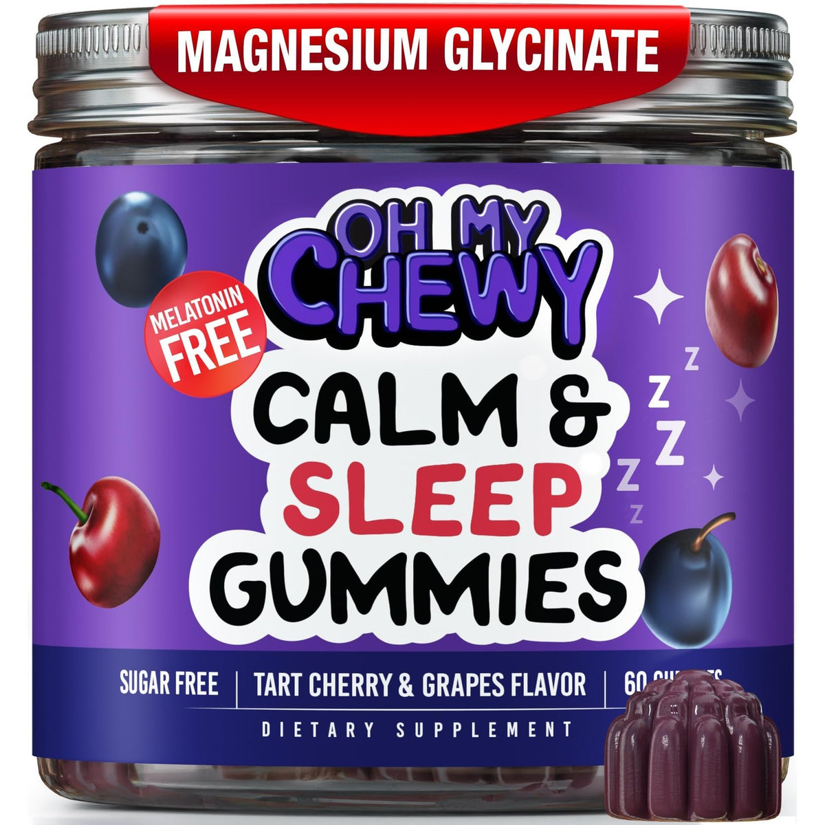 Kids Sleep Gummies - Calm Sugar-Free Magnesium Glycinate and Melatonin-Free