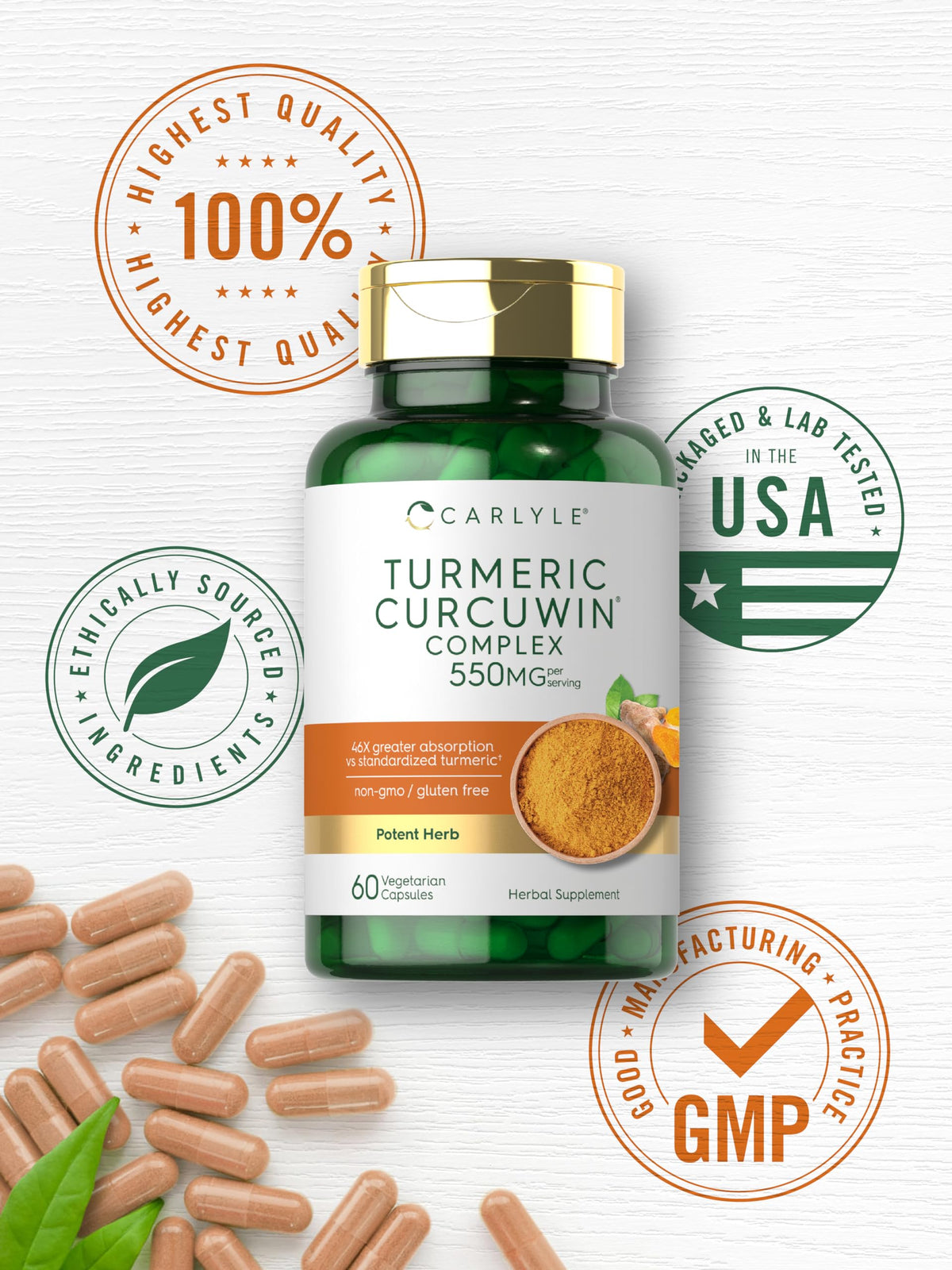 Carlyle Turmeric Curcumin 550mg | 60 Vegetarian Capsules