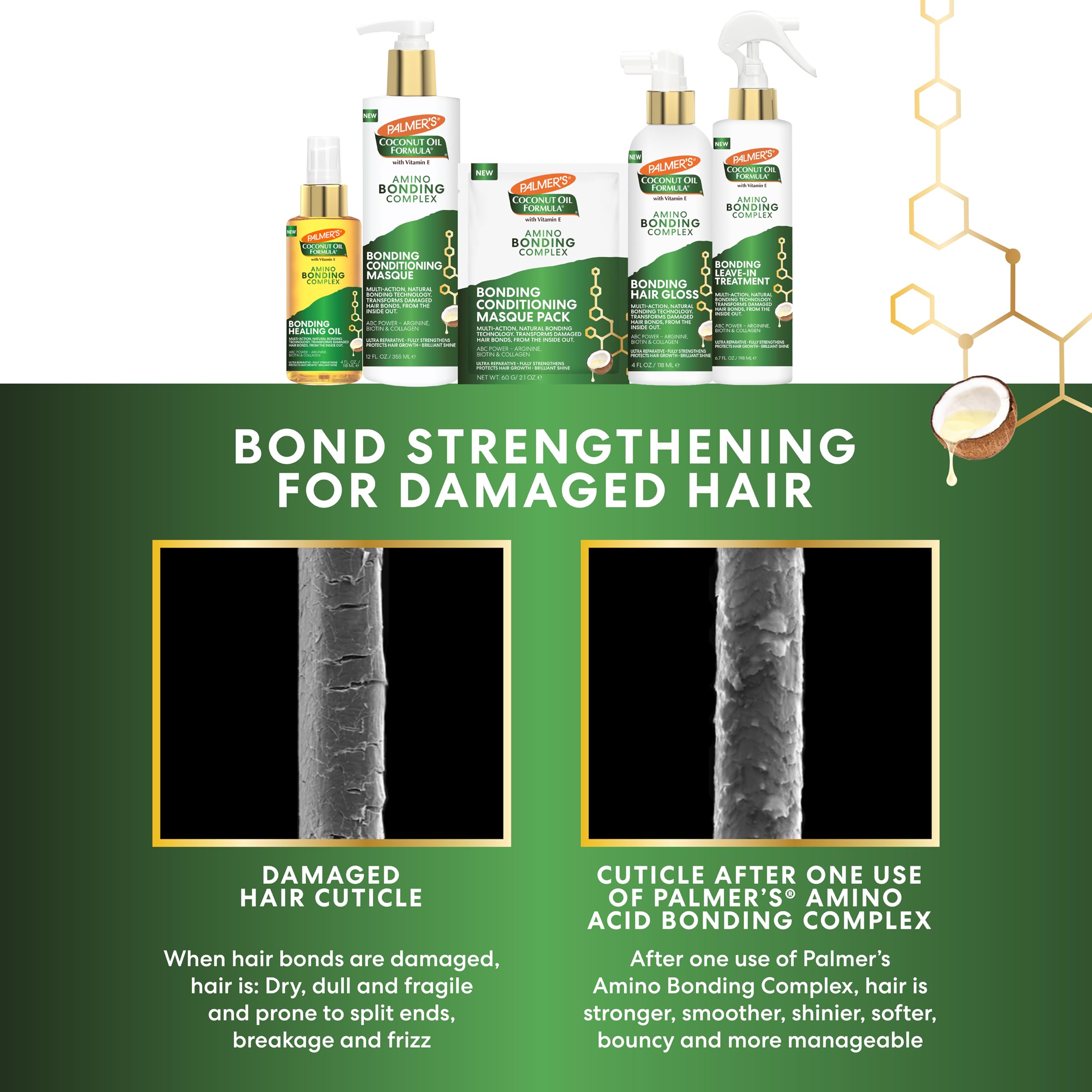 Palmer's Amino Bonding Hair Mask, Intense Conditioning Masque (2.1oz) | Heat Protectant with Multi-Action Natural Bond Technology, Anti Frizz, Adds Shine, Protects Hair Growth, All Hair Types
