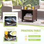 Devoko 3 Pieces Patio Furniture Set Outdoor Wicker Chairs and Table, Beige