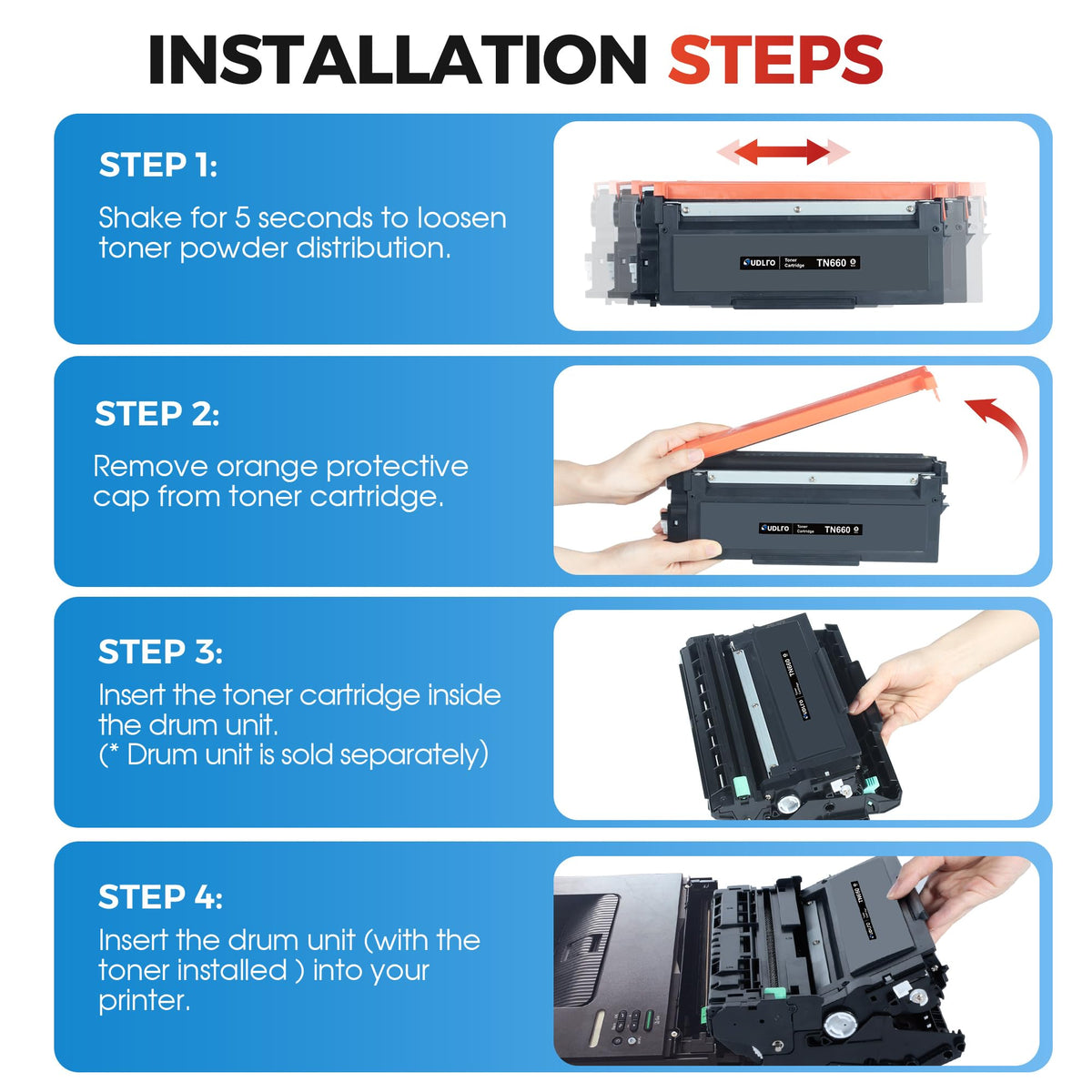 TN660 TN-660 Toner Cartridge Replacement for Brother TN660 TN630 TN-630