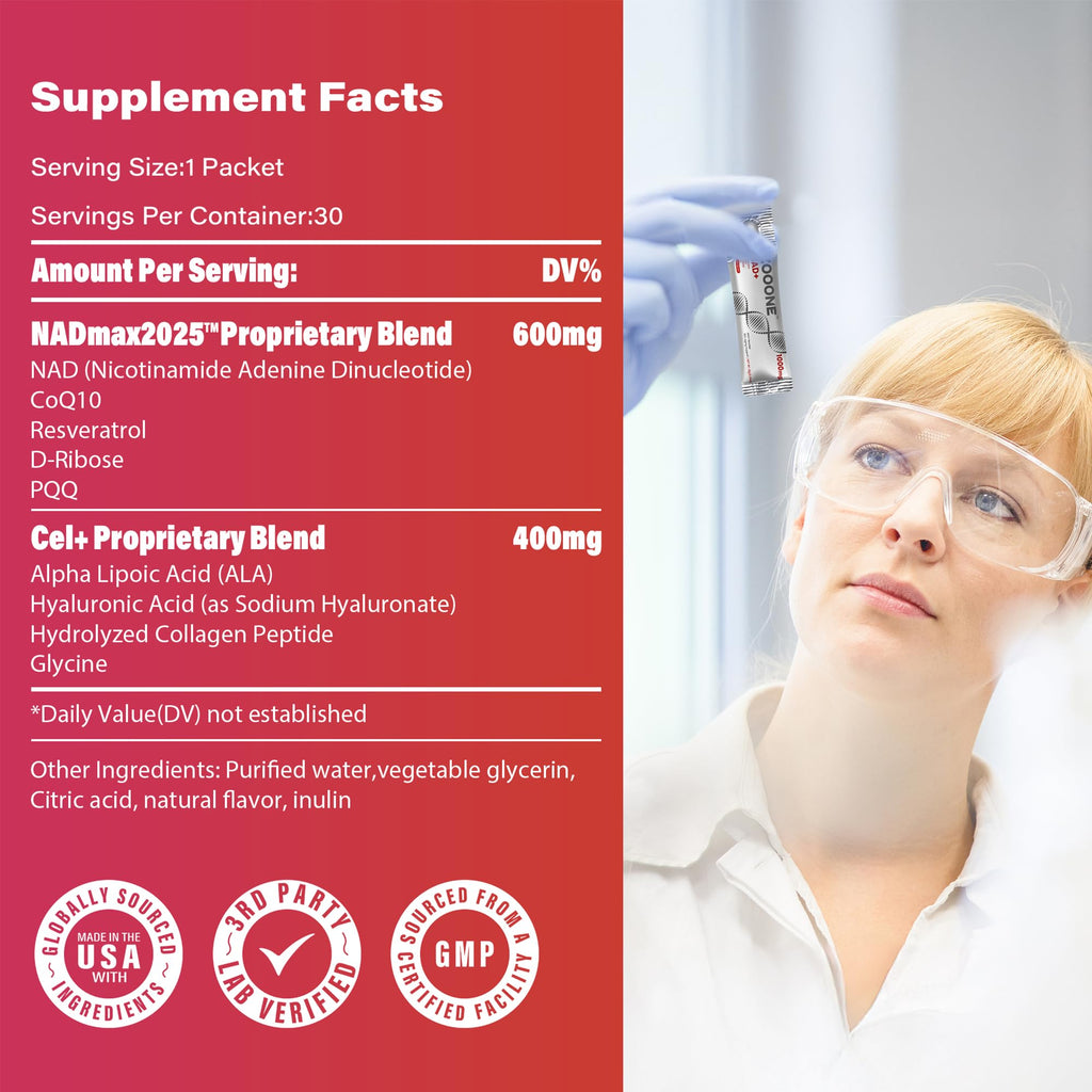 zooone- NAD+ Supplement 30pcs, Premium Nicotinamide Riboside & Resveratrol, DNA Repair & Healthy Aging， Advanced NAD Supplement for Men & Women, Boosts Cellular Energy.