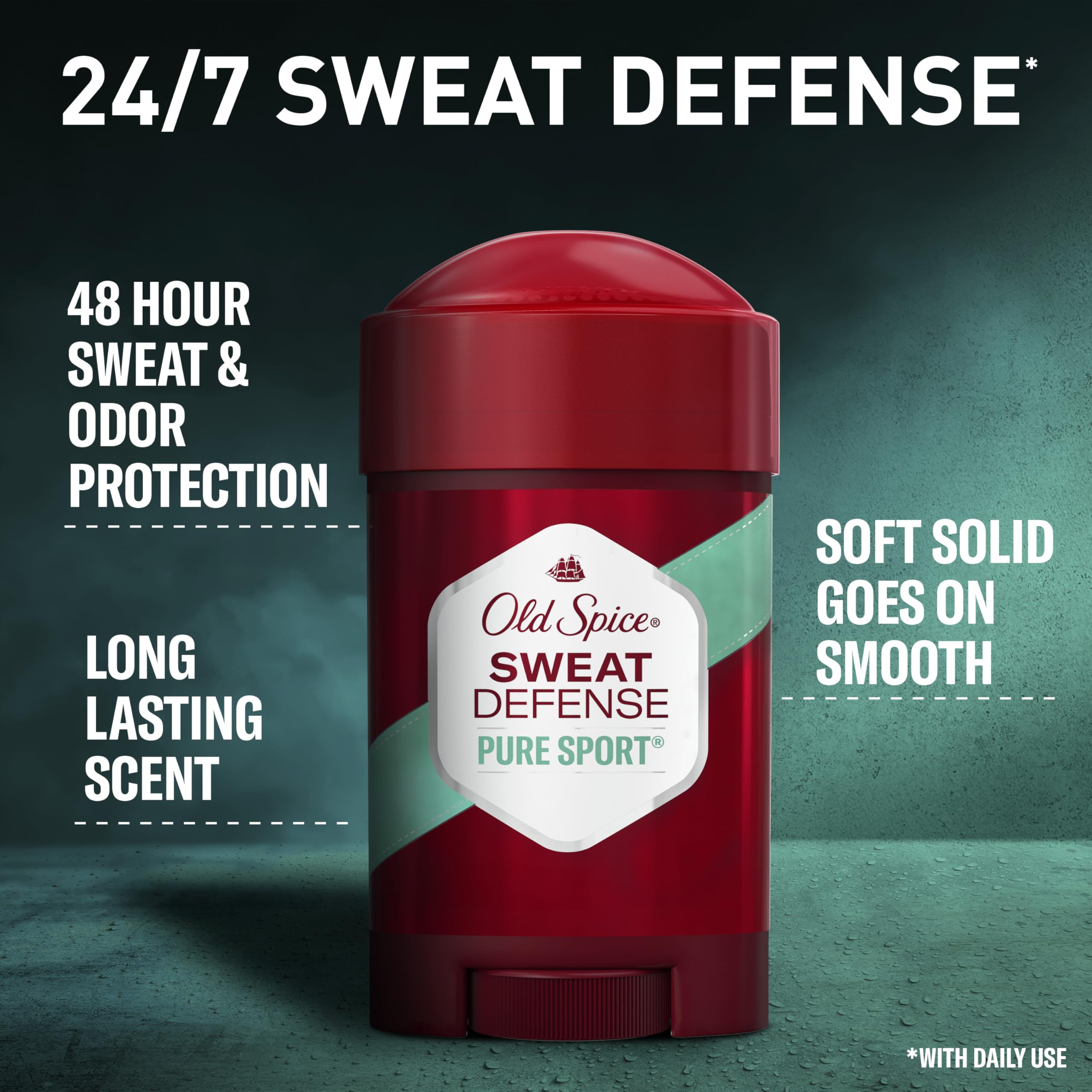 Old Spice Antiperspirant and Deodorant for Men, 24/7 Sweat and Odor Protection, Legendary Fragrance, Sweat Defense, Pure Sport Plus, 2.6 oz Twin Pack
