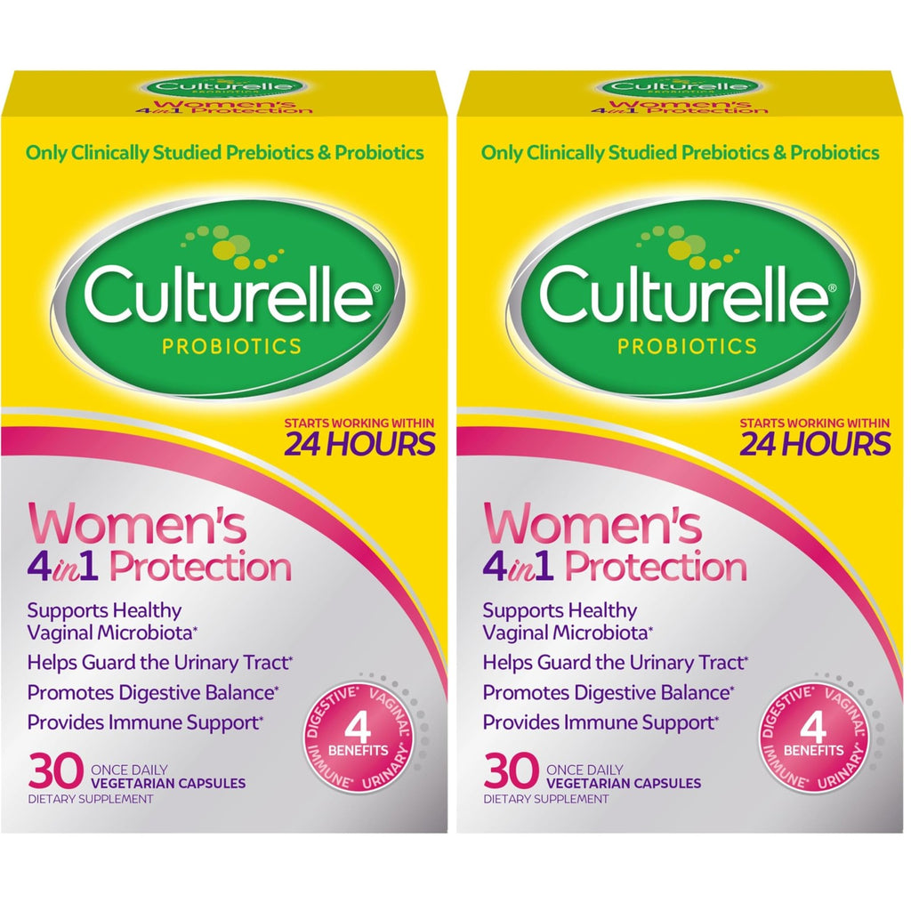 Culturelle Probiotics for Women with Prebiotics, 4-in-1 Benefits, 30 Count | 5 Strain Probiotic Blend, Vaginal, Urinary Tract, Digestive & Immune Plus Occasional Gas & Bloating Support*