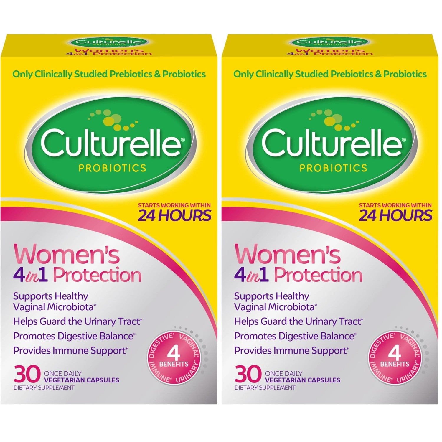 Culturelle Probiotics for Women with Prebiotics, 4-in-1 Benefits, 30 Count | 5 Strain Probiotic Blend, Vaginal, Urinary Tract, Digestive & Immune Plus Occasional Gas & Bloating Support*