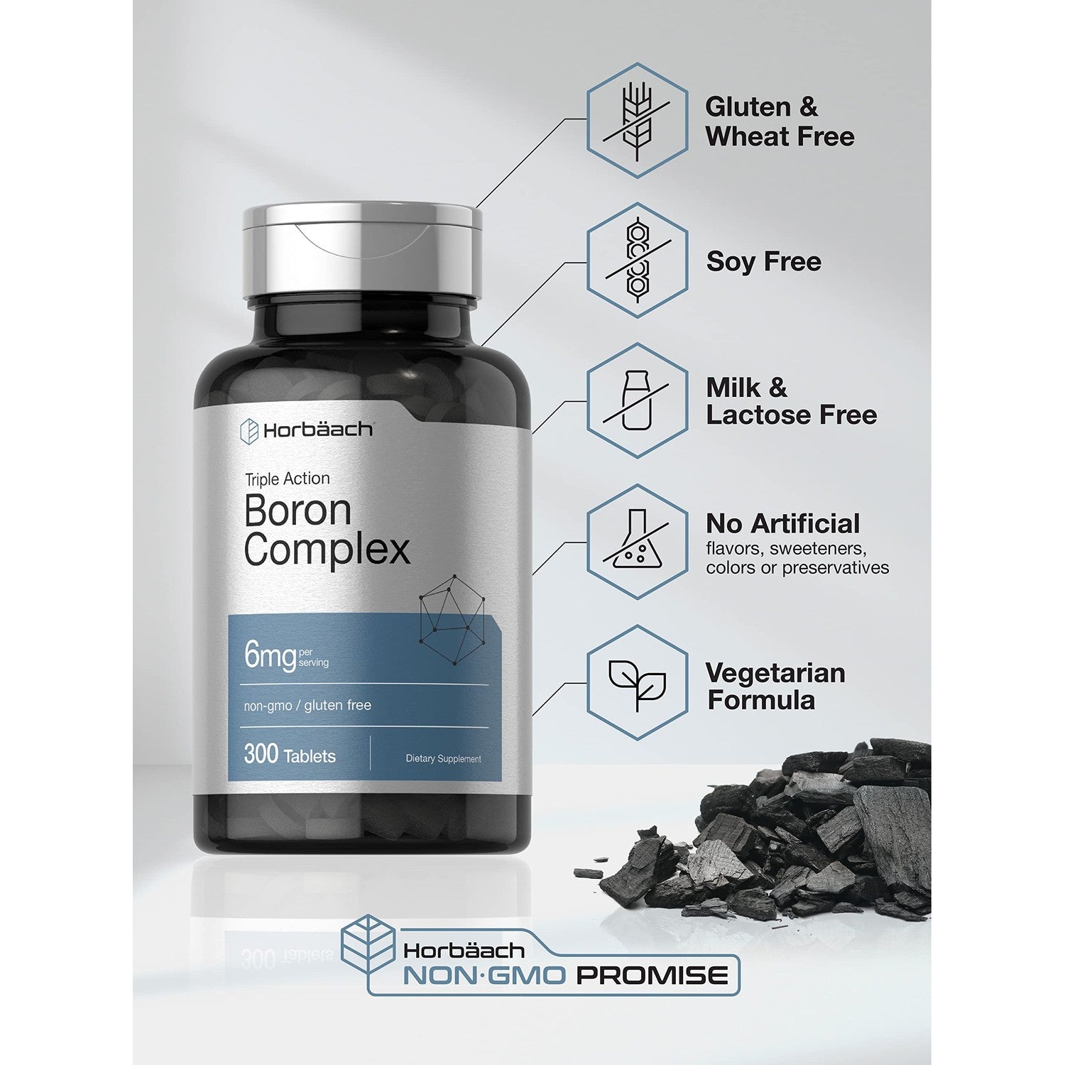 Horbäach Triple Boron Complex 6 mg Supplement | 300 Tablets