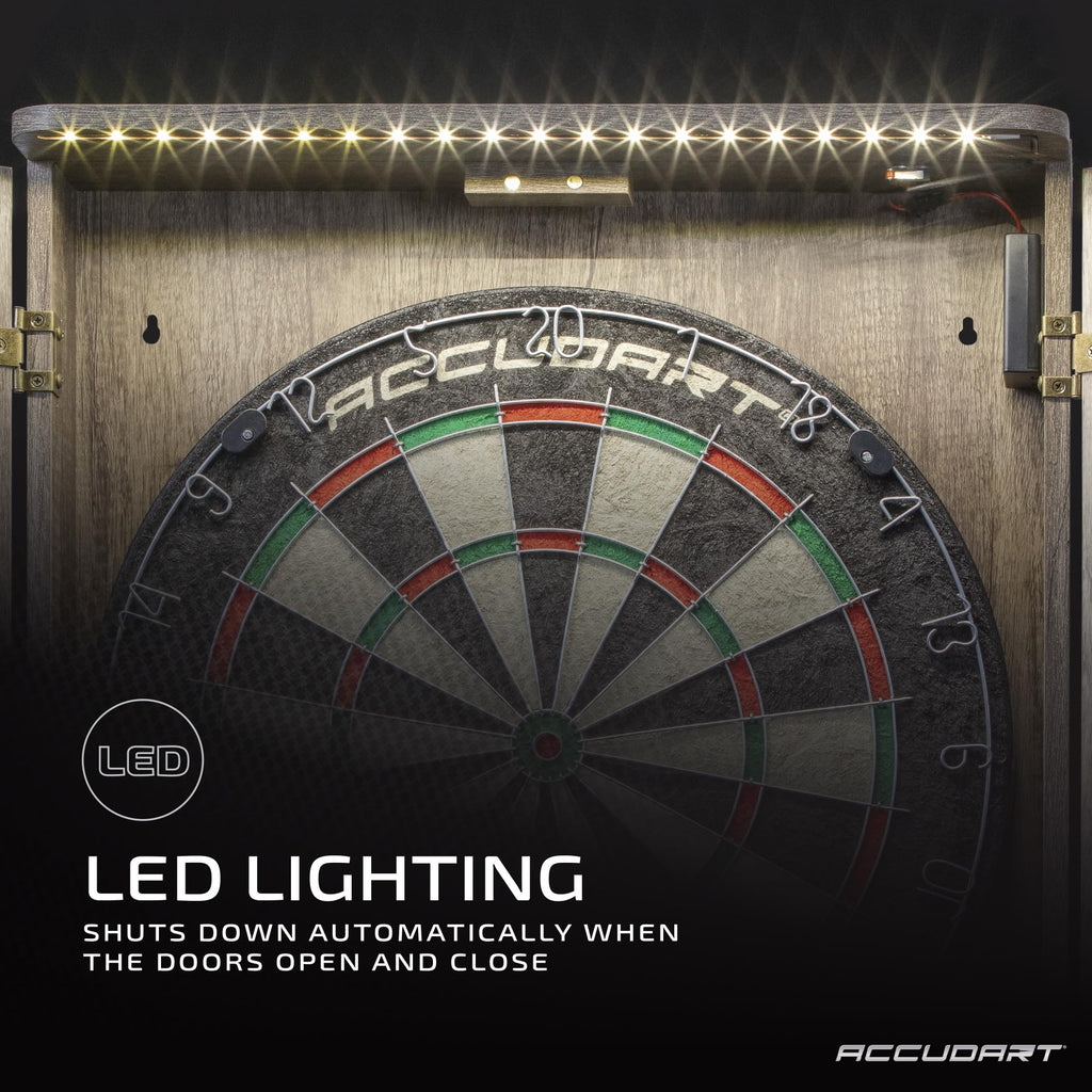 Accudart Match Pro Dartboard Cabinet Set with Auto LED