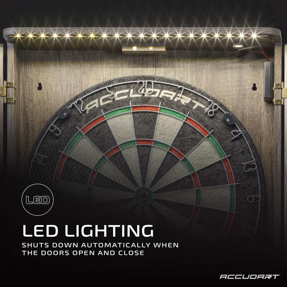 Accudart Match Pro Dartboard Cabinet Set with Auto LED