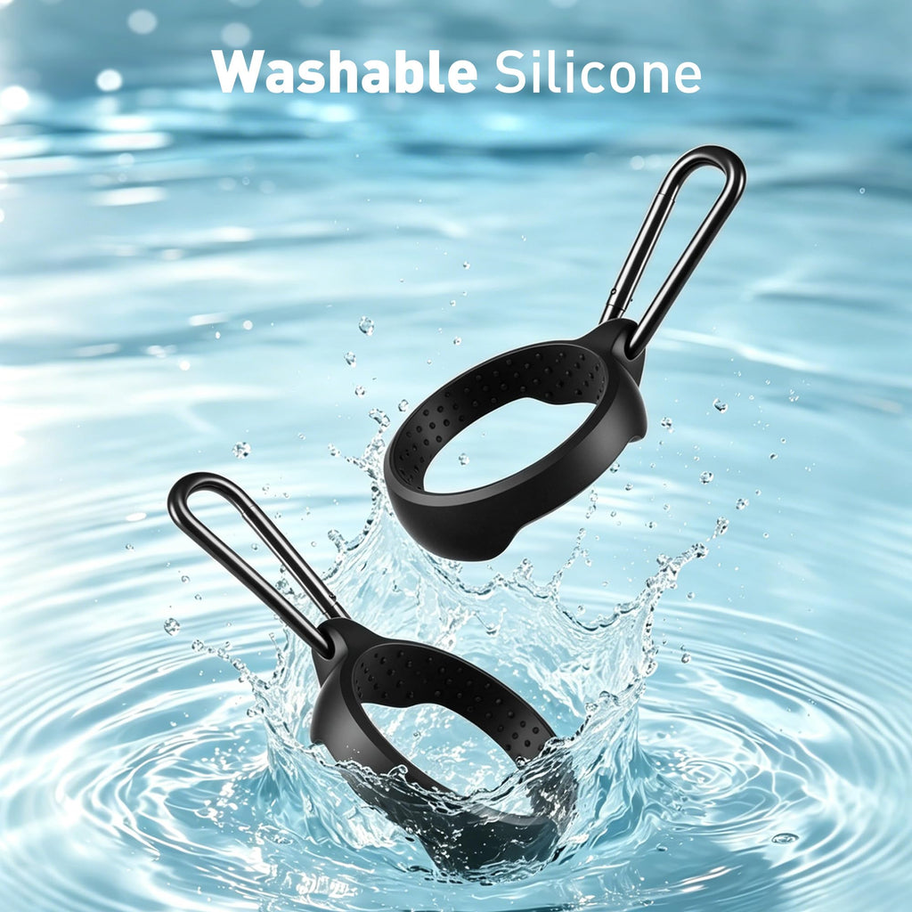 Water Bottle Carrier Hook Clip with Carabiner, 2 Pack Silicone Bottle Holder Fits 3.15-4.72 Inch Bottle Necks, Portable Hanging Hook for Outdoor Hiking Camping Travel