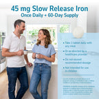 21st Century Slow Release Iron 45mg Tablets, Gentle on Stomach, 60 Count | High-Potency Ferrous Sulfate, Compare VS. Slow FE® & Healthy Red Blood Cells, Gluten Free, No Added Yeast, For Women & Men