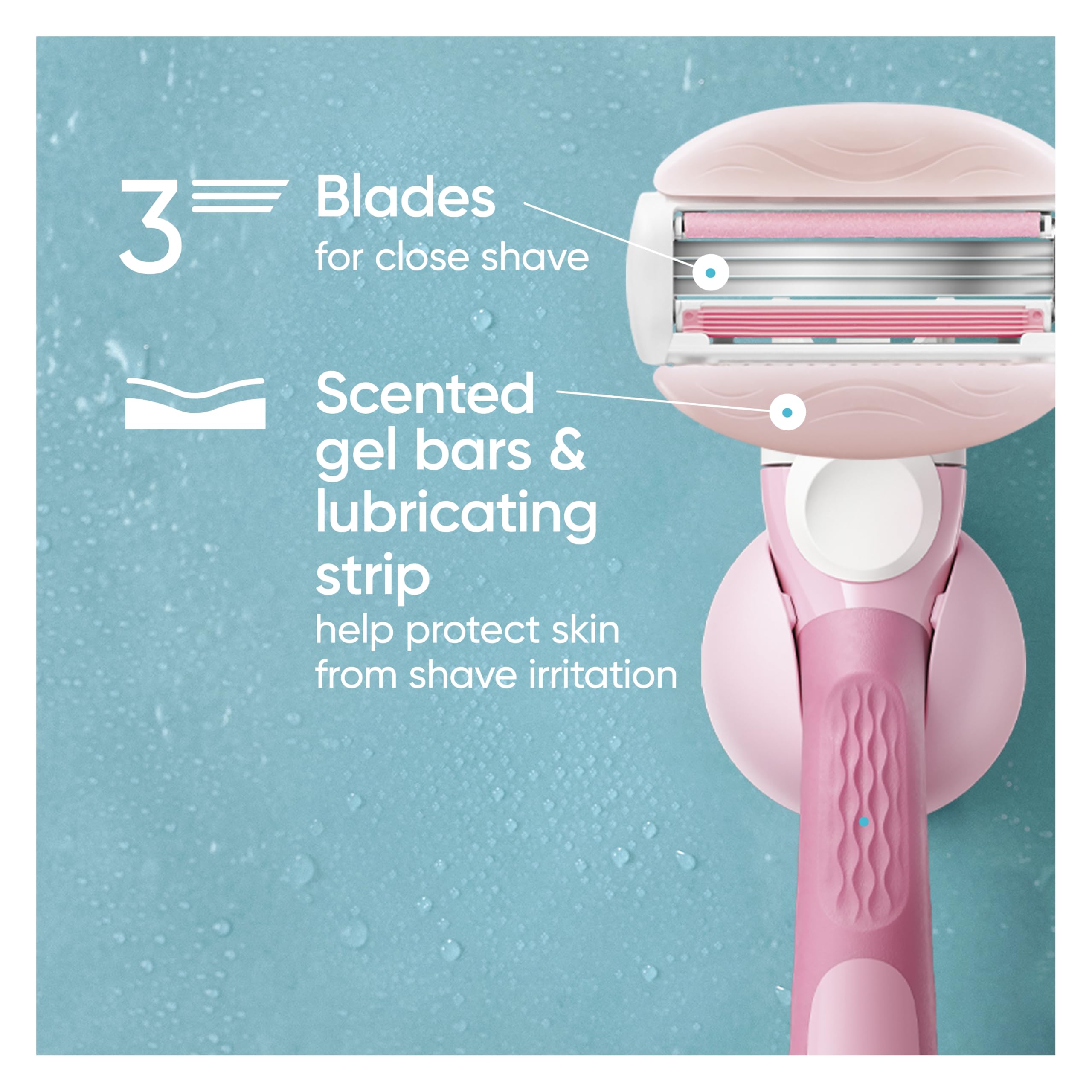 Gillette Venus ComfortGlide White Tea Women's Razor Refills, 4 Refill Cartridges, Fits Venus Reusable Razor Handles, 3-Bladed with Built-in Shave Gel Bars