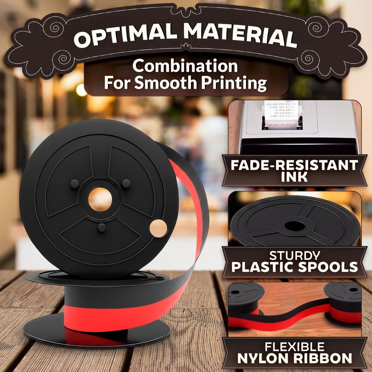 3 Pcs Canon MP11DX Calculator Ink Ribbon, Red/Black, 18 ft x 0.5 in
