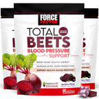 Force Factor Total Beets Blood Pressure Support & Nitric Oxide Supplement | with Beet Root Powder & Grape Seed Extract for Heart Health, Acai Berry Flavor, 120 Beet Chews, 2-Pack