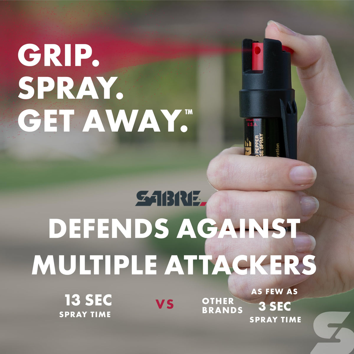 SABRE Pepper Spray & 3-in-1 Stun Gun with Flashlight and Anti-Grab Bar Technology, Self Defense Kit, 35 Bursts, 10 Ft (3 m) Range, 120 Lumens LED Light, Rechargeable Battery (Set of 2)