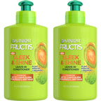 Garnier Fructis Sleek & Shine Leave-In Conditioner Cream, Anti-Frizz Hair Treatment with Plant Keratin + Argan Oil, Controls Frizz and Provides Smoothness For Frizzy, Dry Hair, 10.2 Fl Oz (Pack of 2)