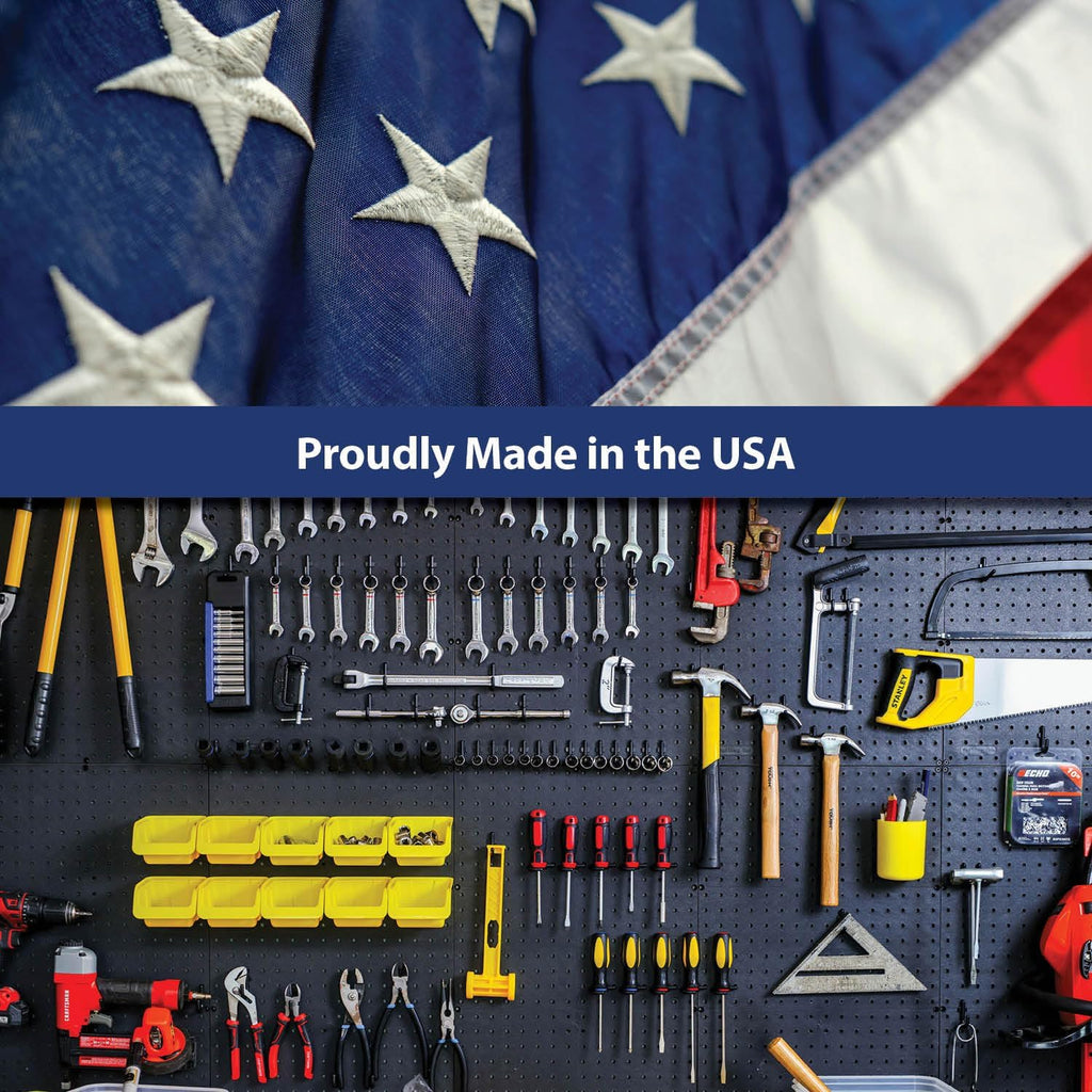 Buy now WallPeg 2 Black Pegboard Panels (24"x16" Each) with 36 Assorted Peg Hooks – Heavy-Duty Peg Board Garage Organizer Kit – Patented Flex-Lock Hooks – Made in USA Wall Storage System at indiglob india