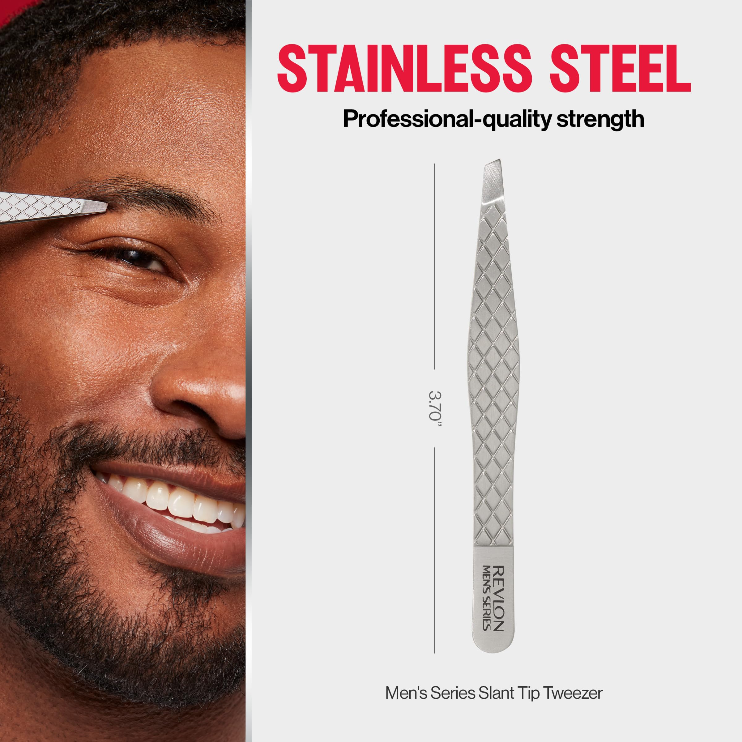 Buy now Revlon Slanted Tip Tweezers for Men, Ultra-Sharp for Precision Eyebrow Shaping and Facial Hair Removal, Larger Non-Slip Grip, Stainless Steel, 1 count at indiglob india