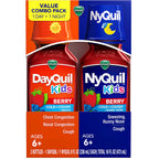 Buy now VICKS Kids DayQuil & NyQuil Berry Cold & Cough Medicine Co-Pack, Daytime & Nighttime Relief of Multiple Symptoms, Great-Tasting Berry Flavor, Free of Alcohol & Acetaminophen, for Ages 6+, 2x8oz at indiglob india