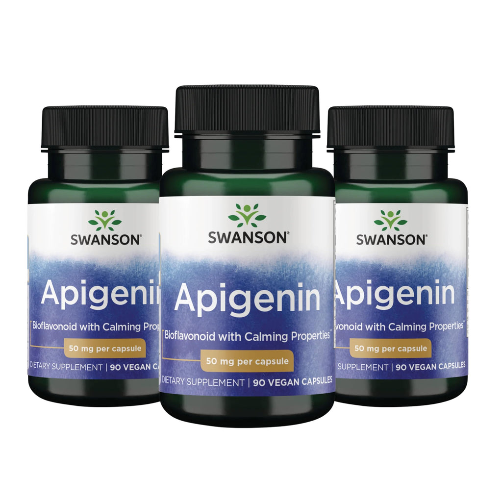 Swanson Apigenin Sleep and Relaxation Supplement, 50 mg, 90 Capsules | For Adults Seeking Natural Sleep, Relaxation, and Stress Relief Support, Antioxidant Bioflavonoid Found in Chamomile
