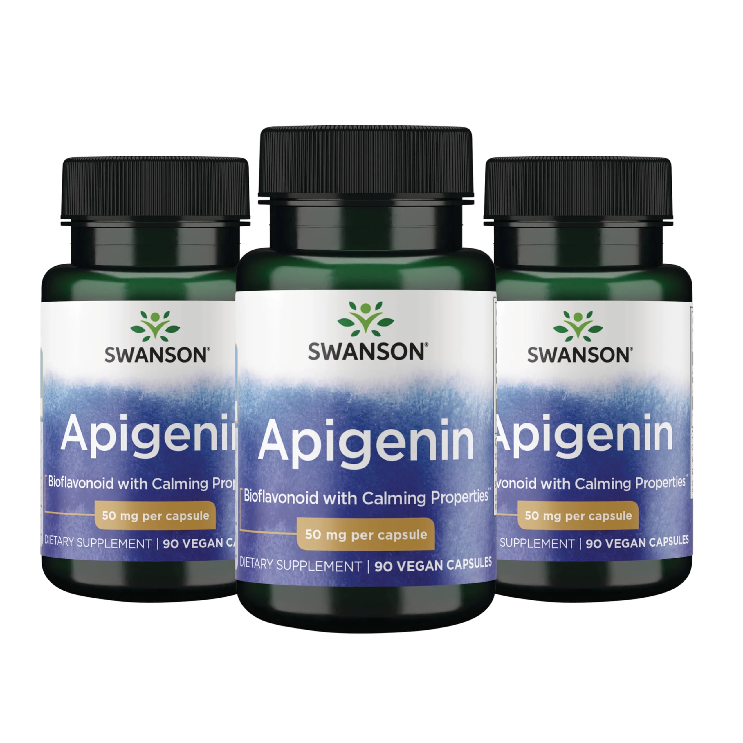 Swanson Apigenin Sleep and Relaxation Supplement, 50 mg, 90 Capsules | For Adults Seeking Natural Sleep, Relaxation, and Stress Relief Support, Antioxidant Bioflavonoid Found in Chamomile