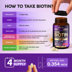 Biotin 10000mcg + Silicon - Pharmaceutical Grade Biotin - 120 Softgels | Biotin Supplement for Hair Growth Support, Skin & Nails for Women - Max Strength & 100% Bioavailability - 120-Day Supply